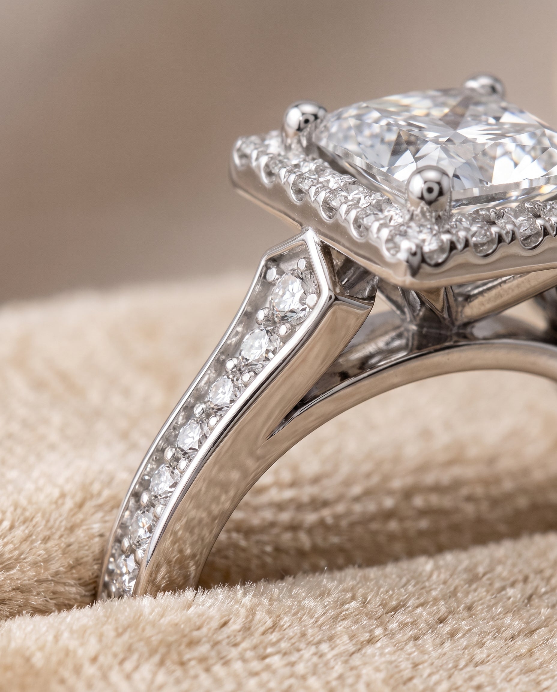 Platinum band of The Genesis princess engagement ring setting | RockHer