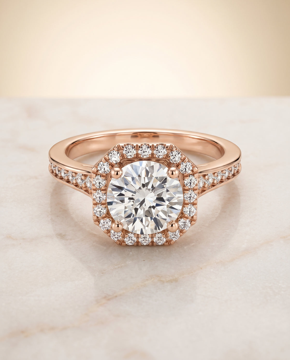 The Genesis round engagement ring setting in 14K Rose Gold | RockHer