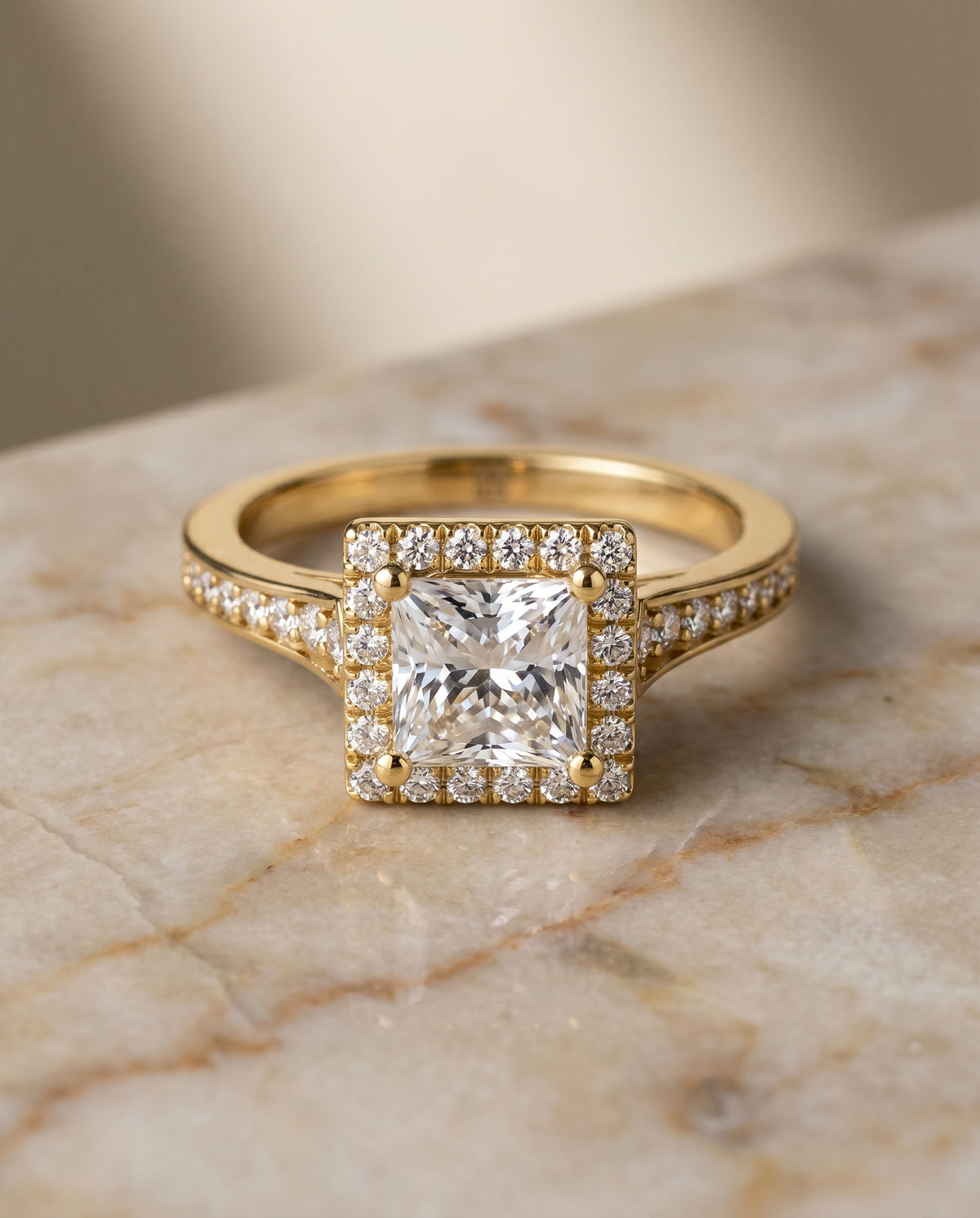 The Genesis princess engagement ring setting in 18K Yellow Gold | RockHer