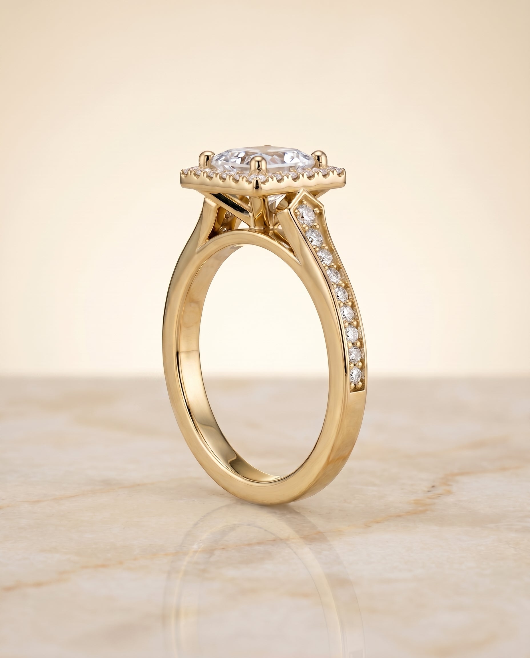 The Genesis setting for princess diamonds, made to order in 18K Yellow Gold | RockHer