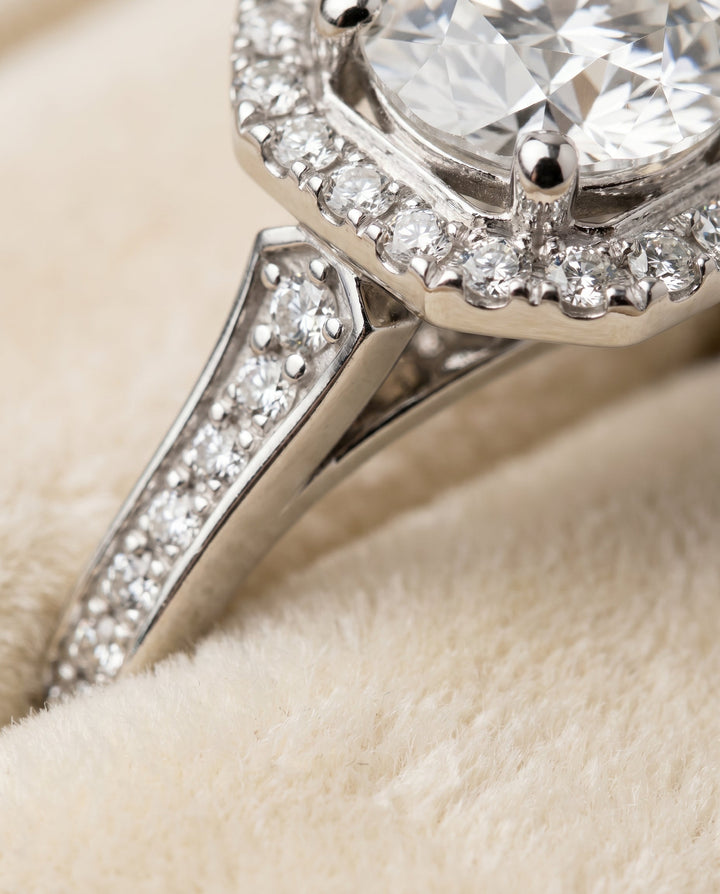 The Genesis Select Halo Engagement Ring with Lab Diamond in Platinum - view 4