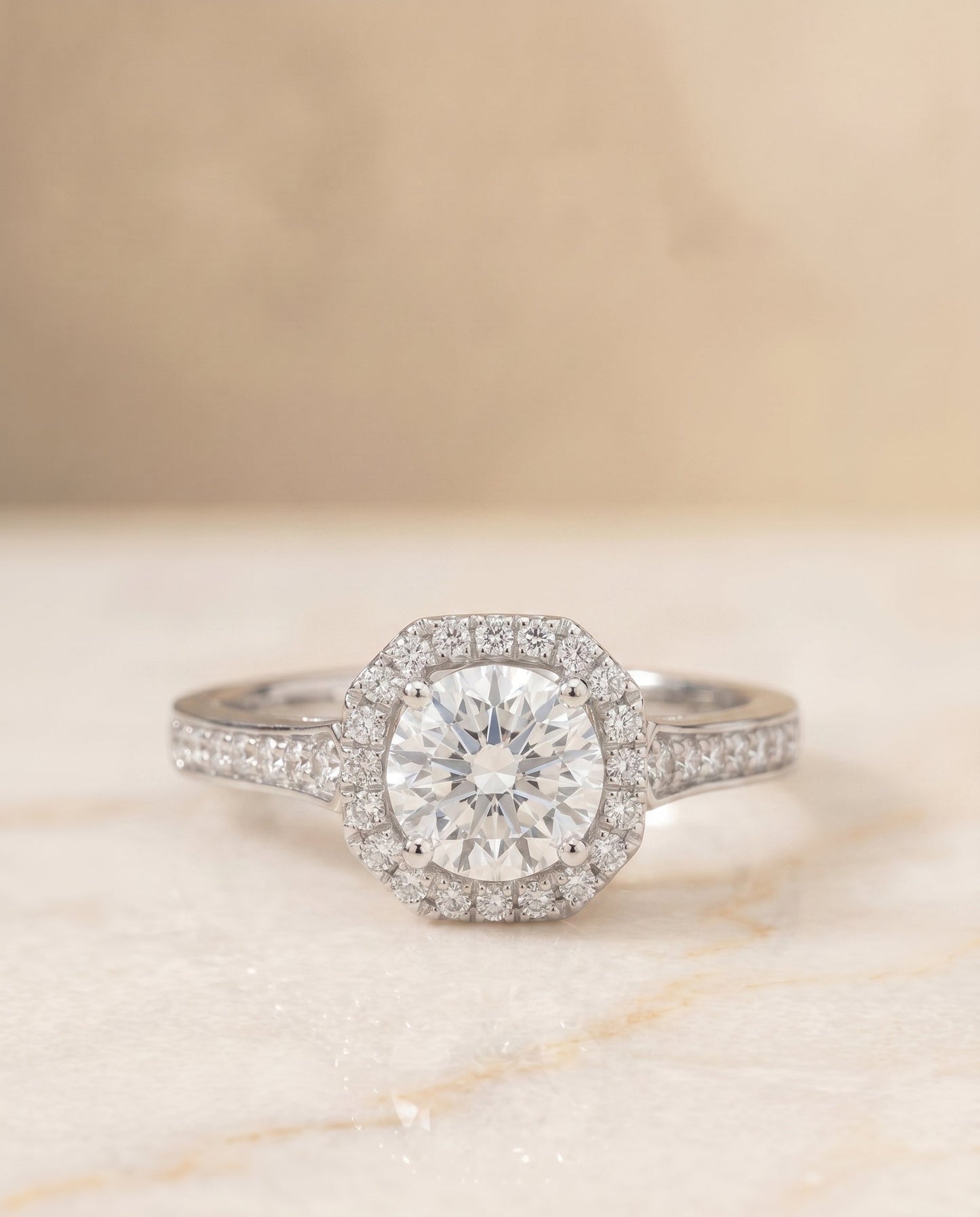 The Genesis Select Halo Engagement Ring with Lab Diamond in 18K White Gold - view 1