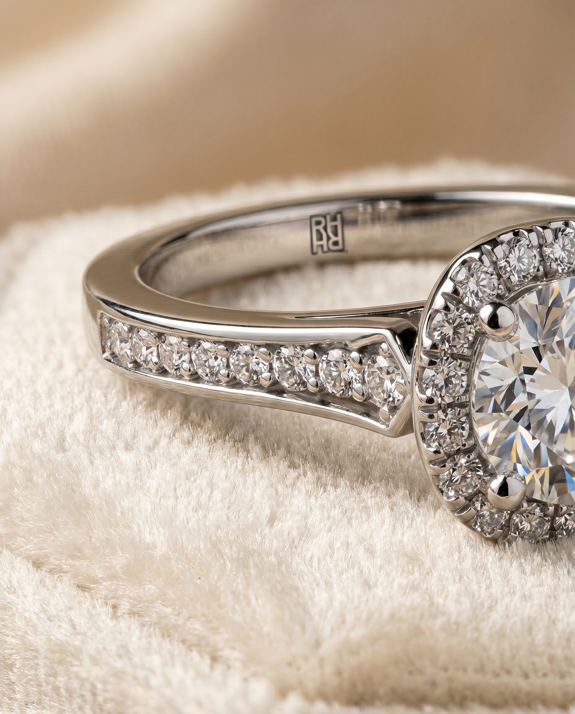 Platinum band of The Genesis cushion engagement ring setting | RockHer