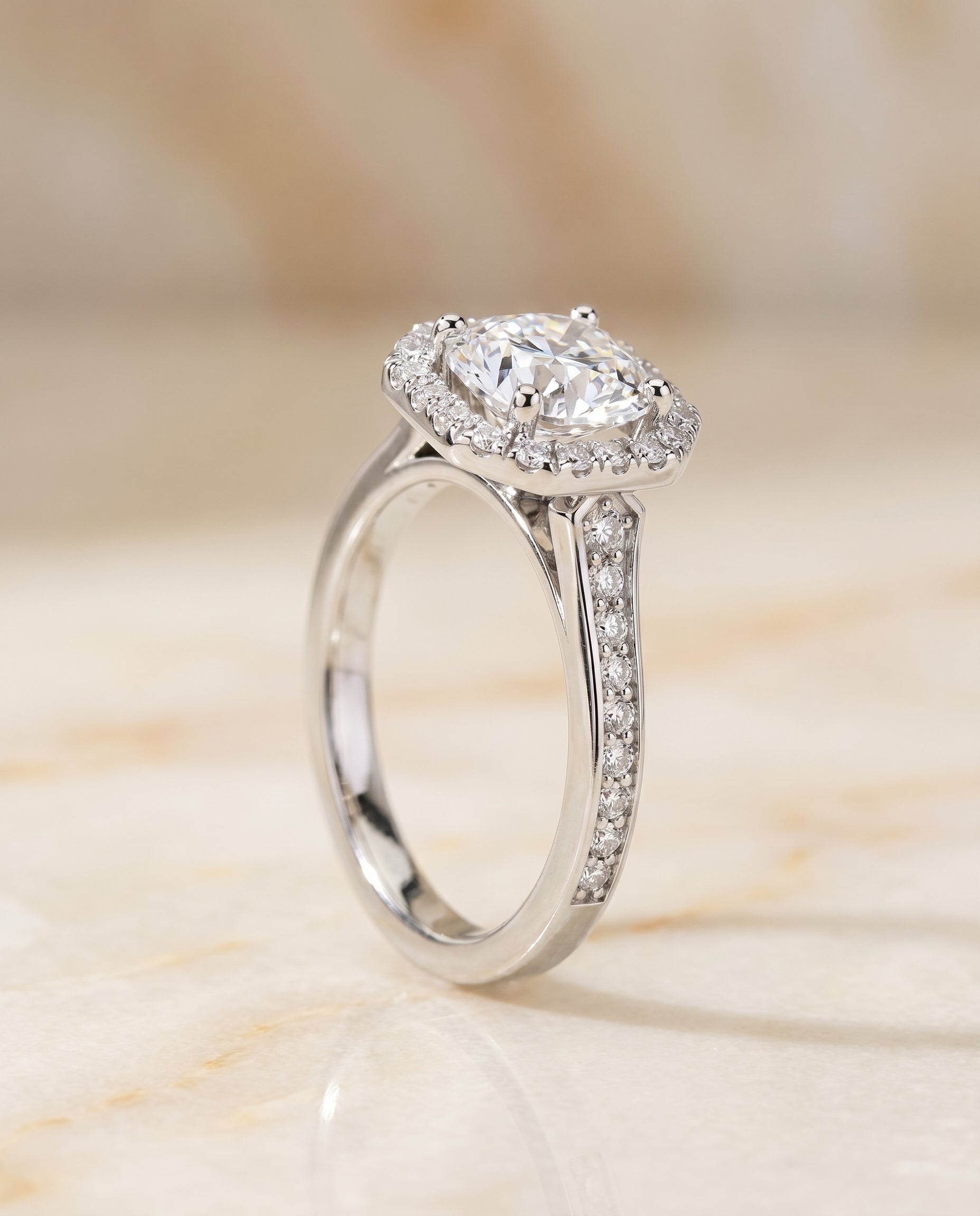 Channel Pavé Halo Cut styling on The Genesis cushion engagement ring setting | RockHer