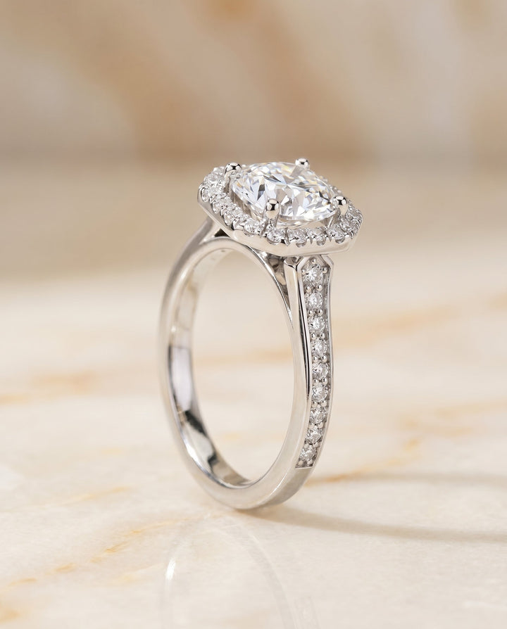 The Genesis Select Halo Engagement Ring with Lab Diamond in Platinum - view 2