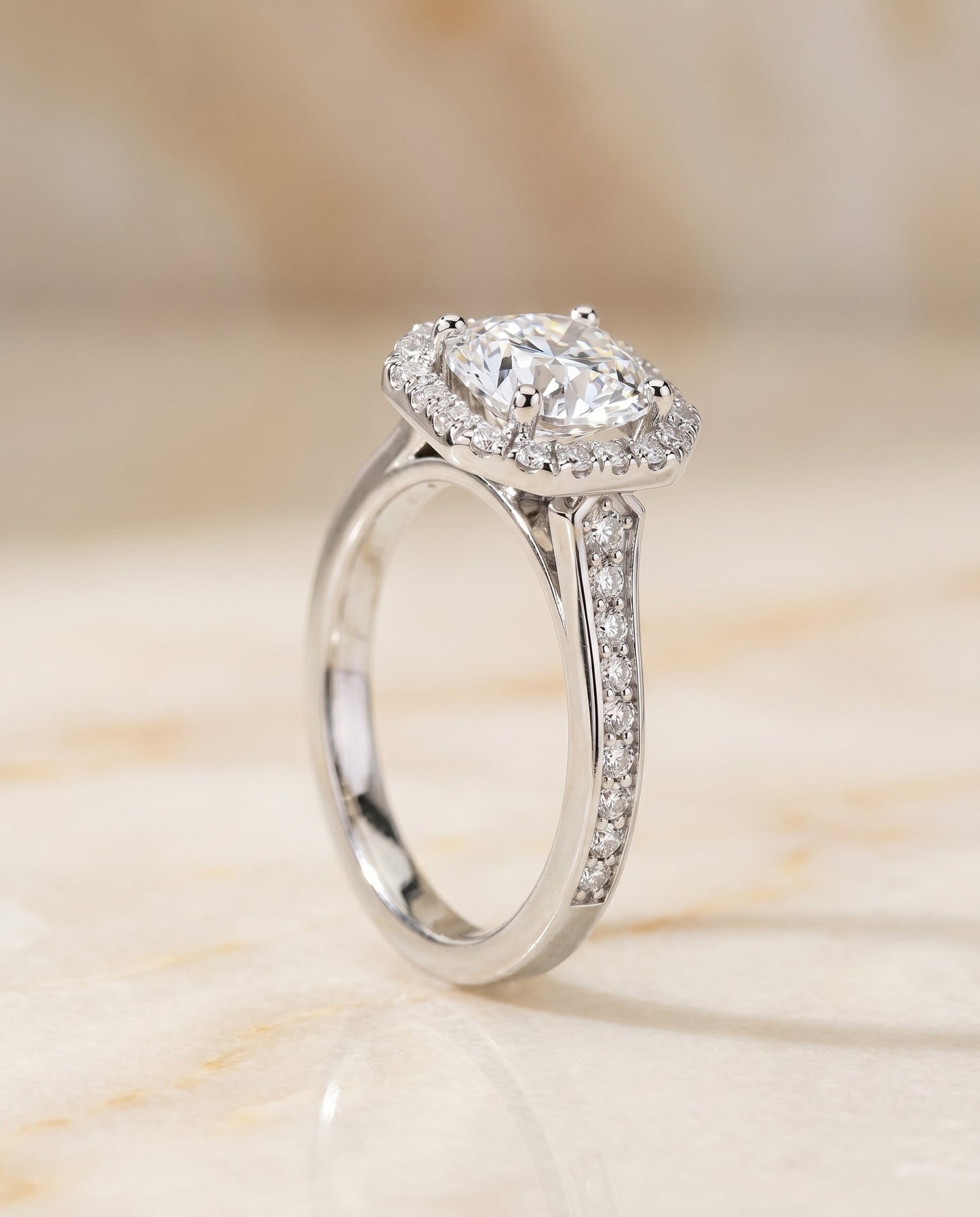 The Genesis Select Halo Engagement Ring with Lab Diamond in 18K White Gold - view 2