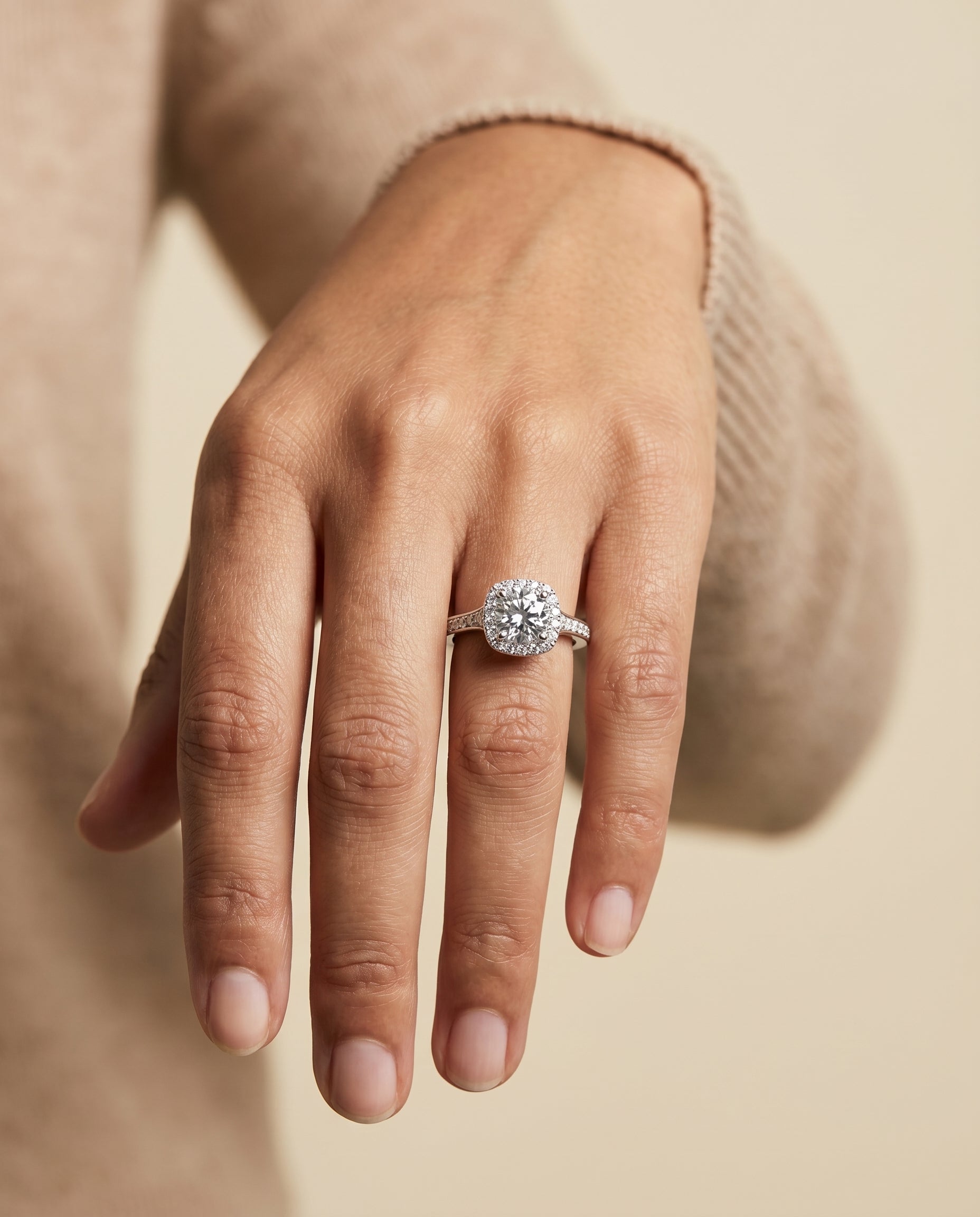 The Genesis engagement ring setting in Platinum, channel pavé halo cut design | RockHer