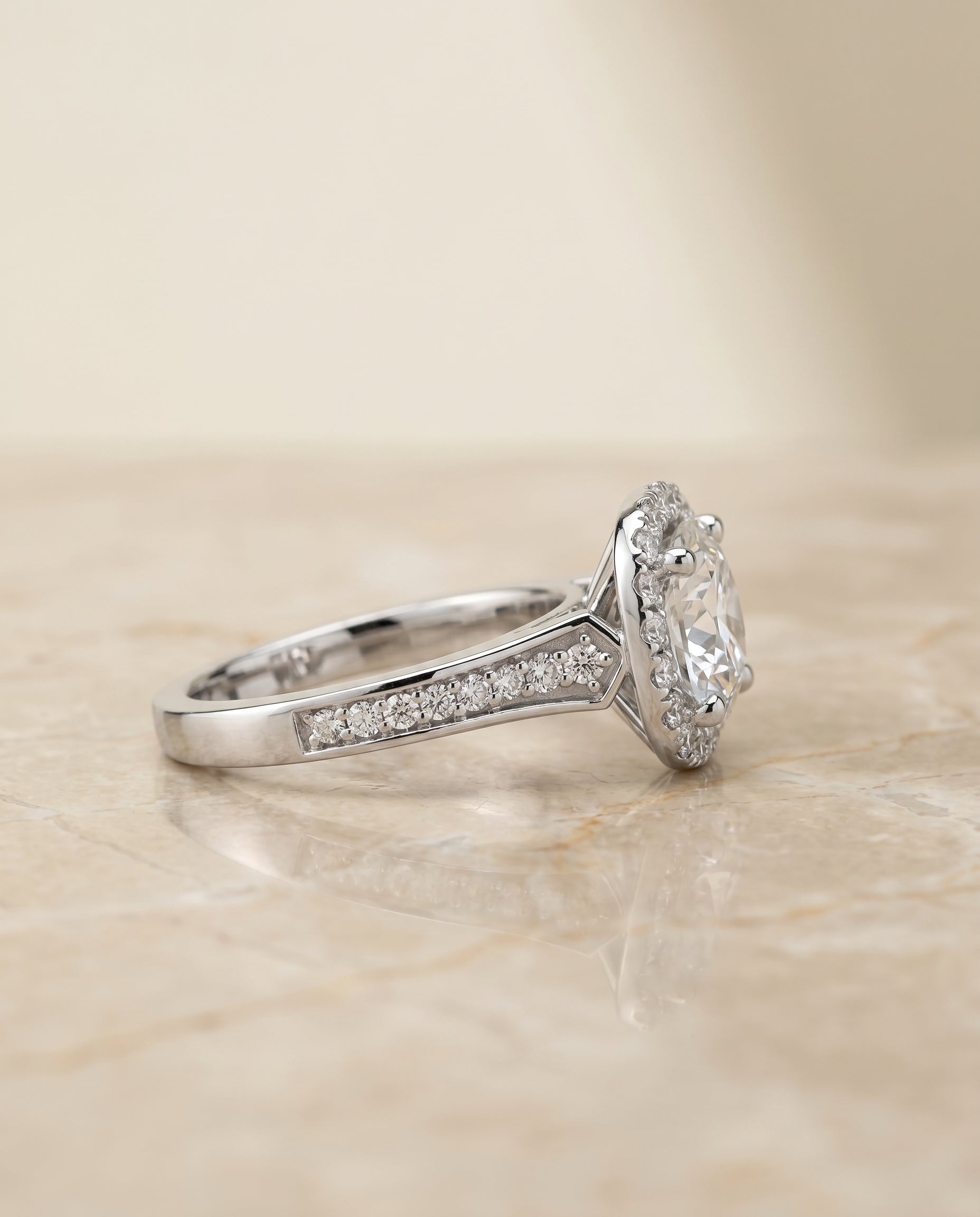 The Genesis setting for cushion diamonds, made to order in Platinum | RockHer
