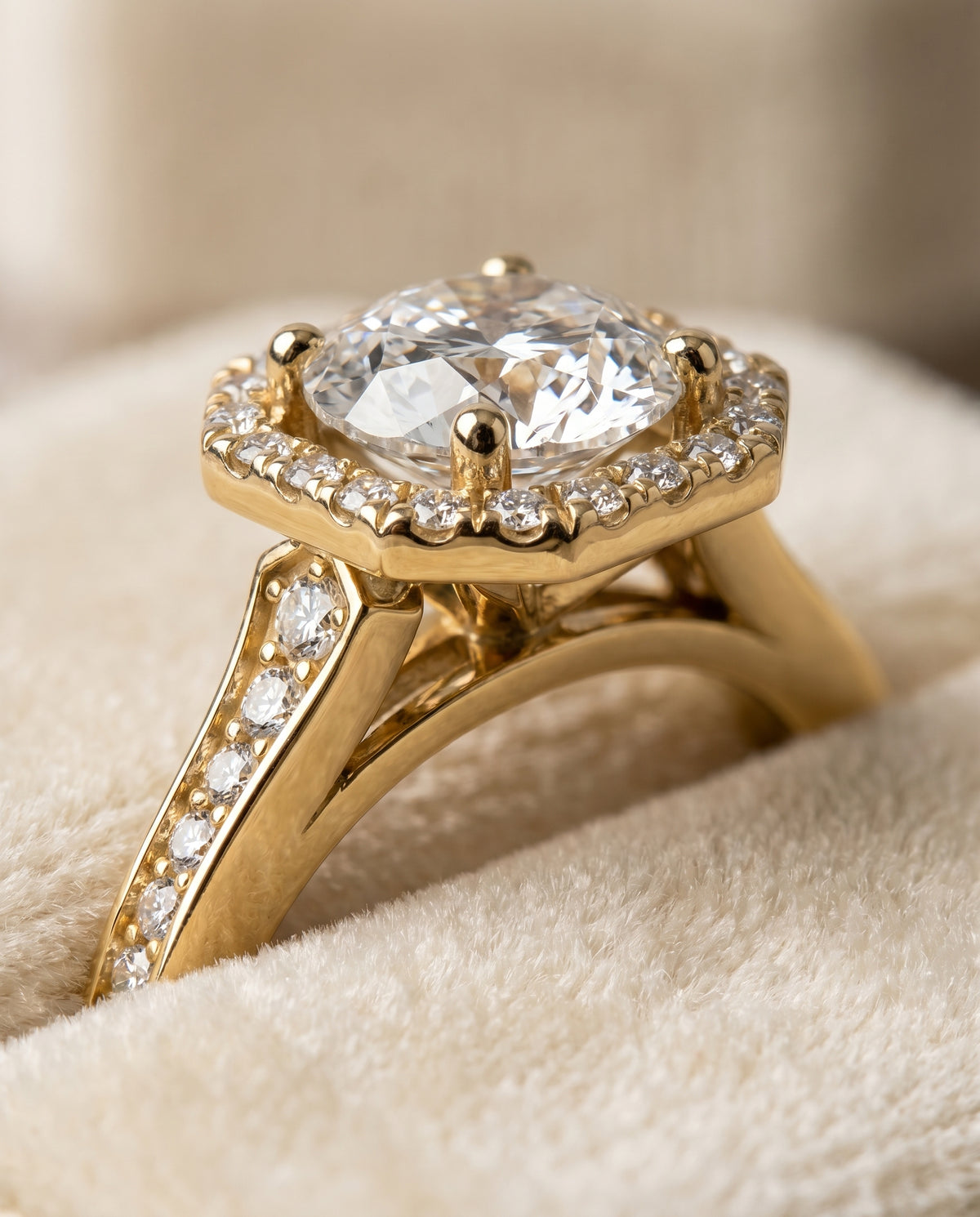 18K Yellow Gold band of The Genesis round engagement ring setting | RockHer