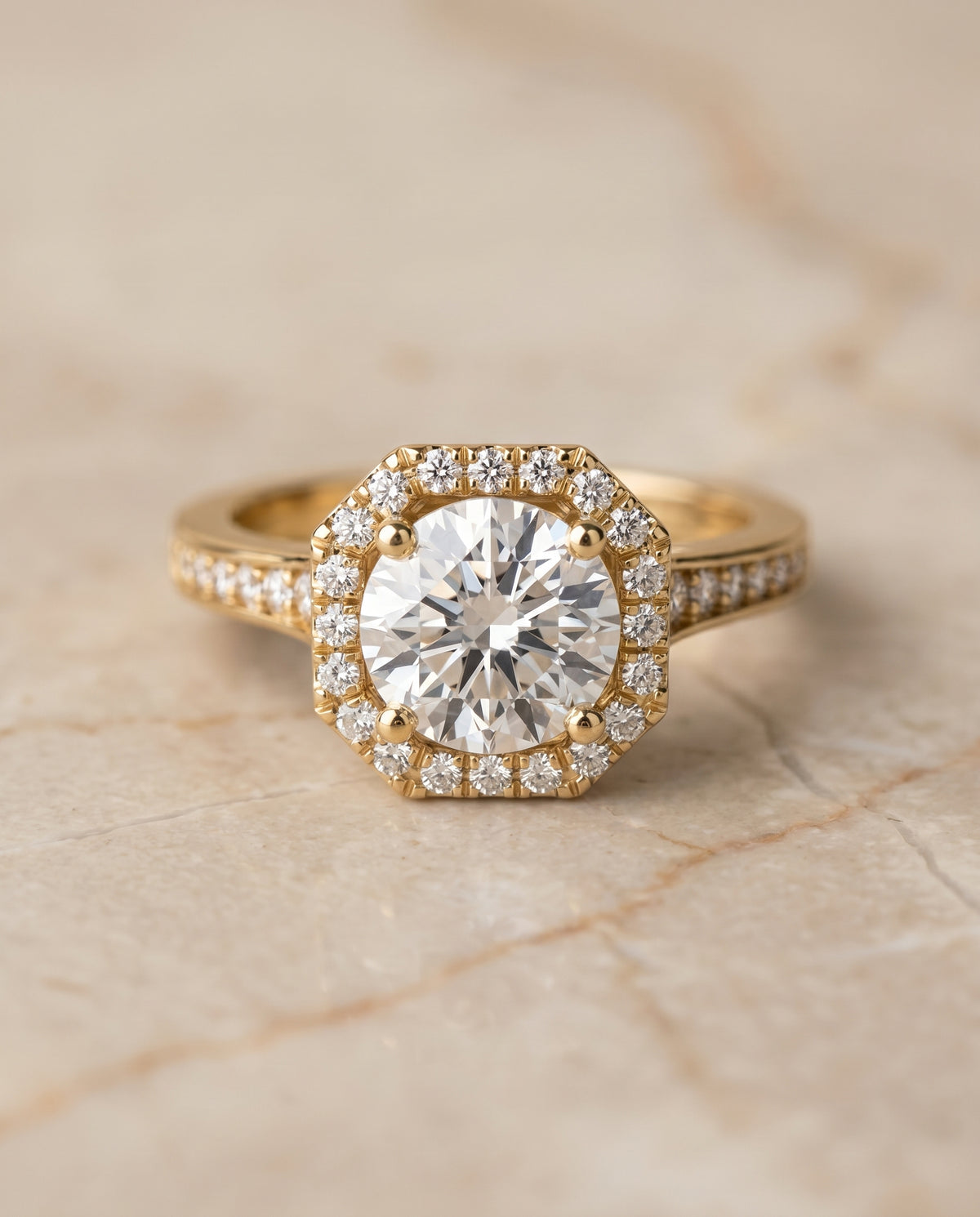 The Genesis round engagement ring setting in 18K Yellow Gold | RockHer