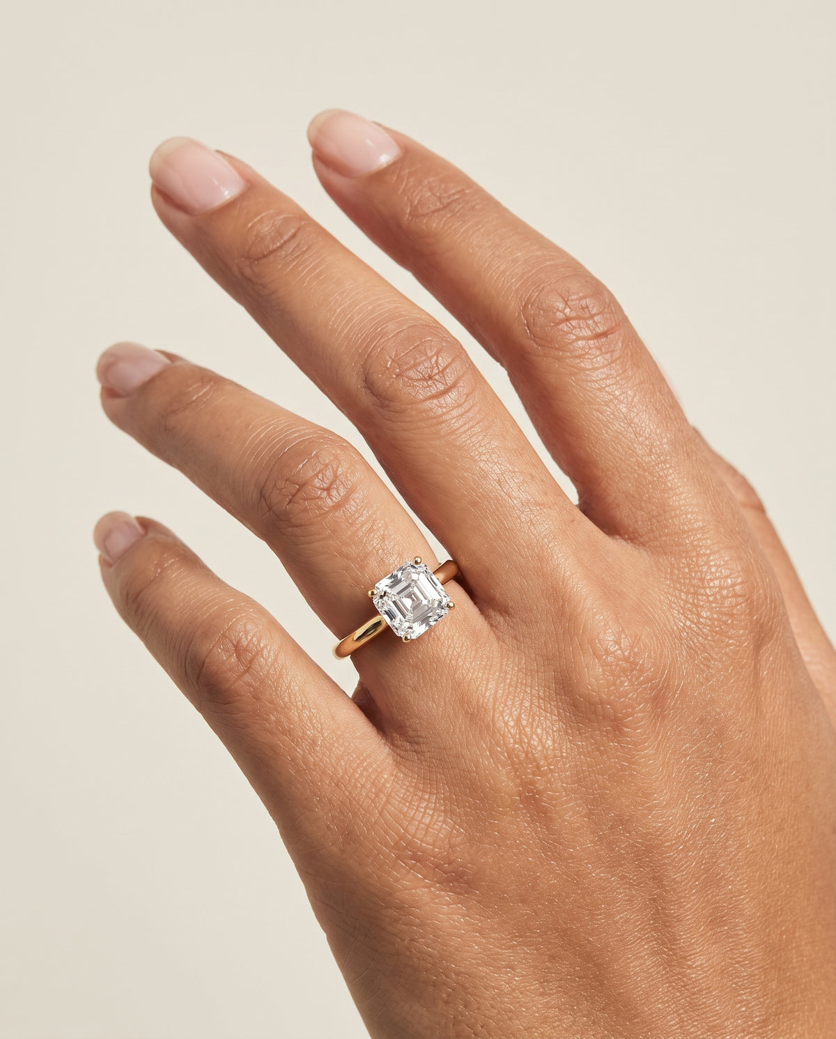 The Gladys Pinched Cathedral Solitaire Asscher Cut Engagement Ring Setting in 18K Yellow Gold