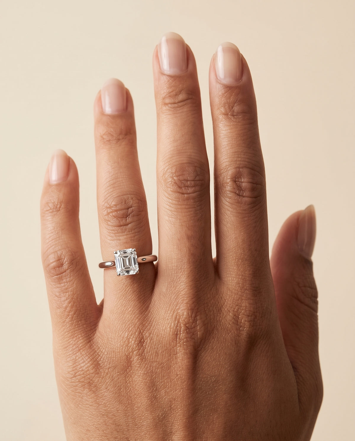 The Gladys Pinched Cathedral Solitaire Asscher Cut Engagement Ring Setting in Platinum
