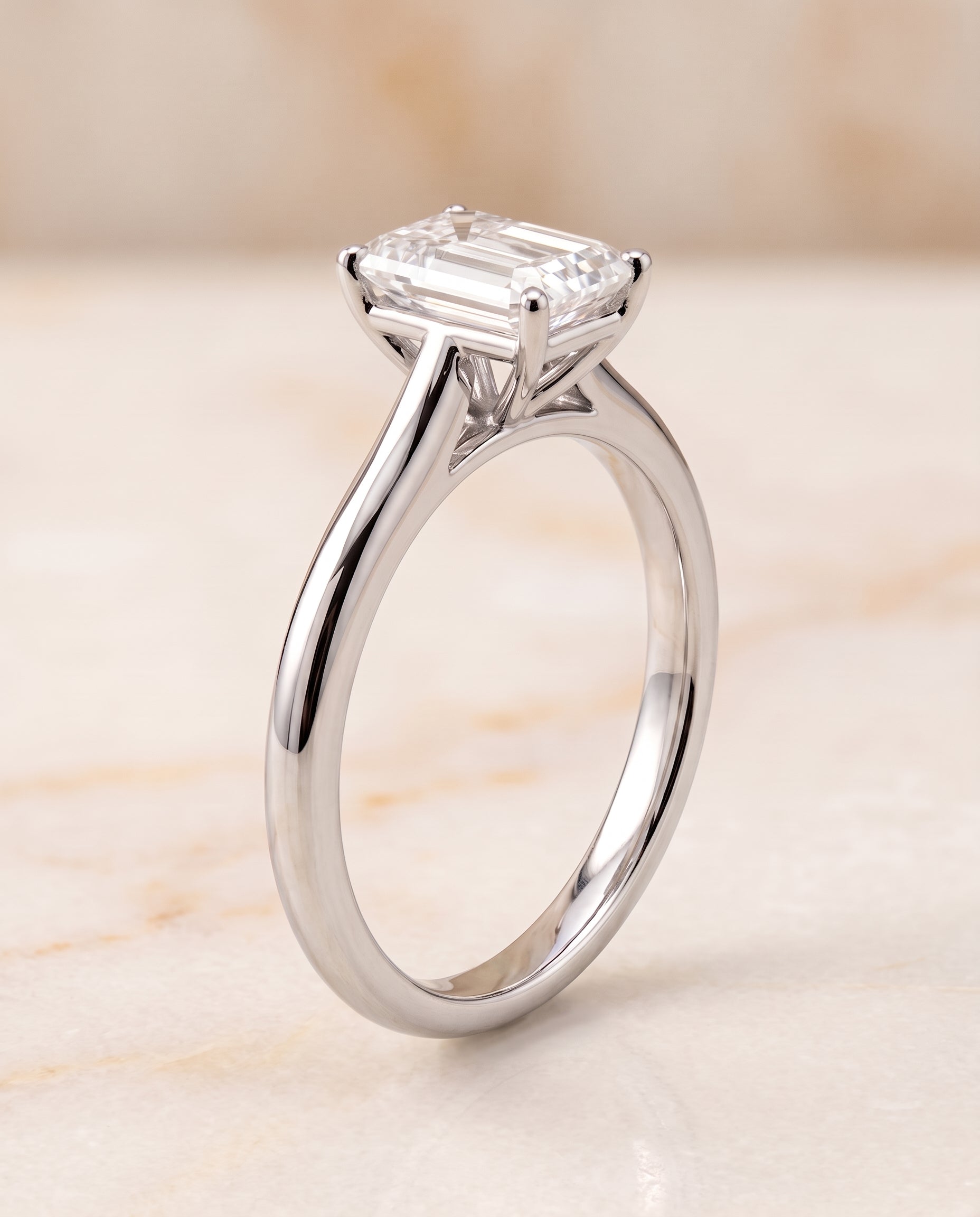 The Gladys setting for emerald diamonds, made to order in Platinum | RockHer