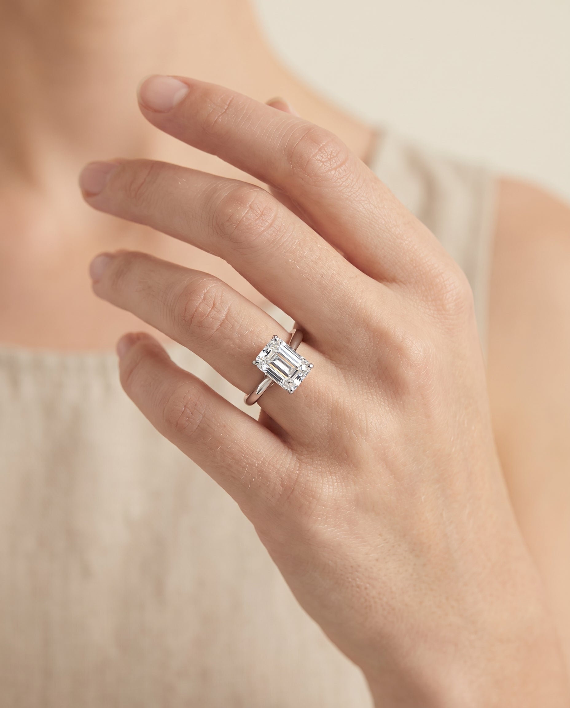 The Gladys engagement ring setting in Platinum, pinched cathedral solitaire cut design | RockHer