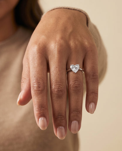 The Gladys Pinched Cathedral Solitaire Heart Engagement Ring Setting in Platinum