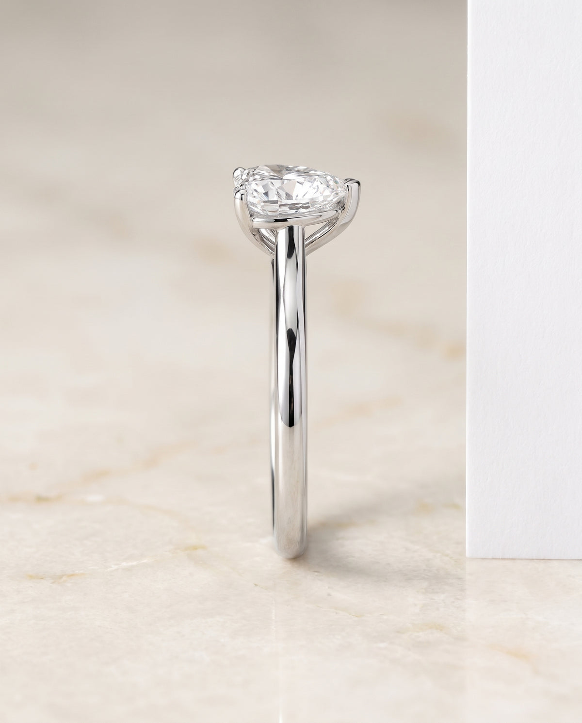 The Gladys Pinched Cathedral Solitaire Heart Engagement Ring Setting in Platinum