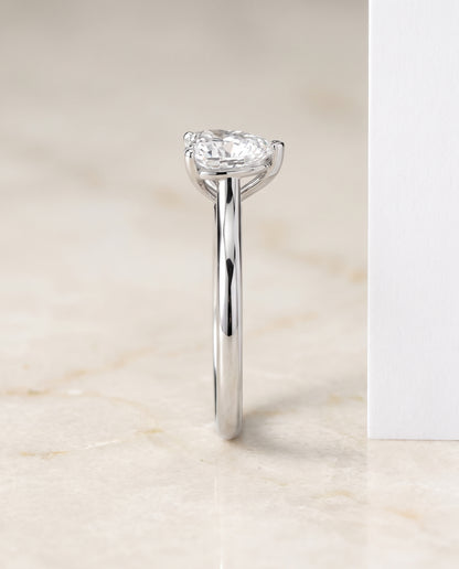 The Gladys Pinched Cathedral Solitaire Heart Engagement Ring Setting in Platinum