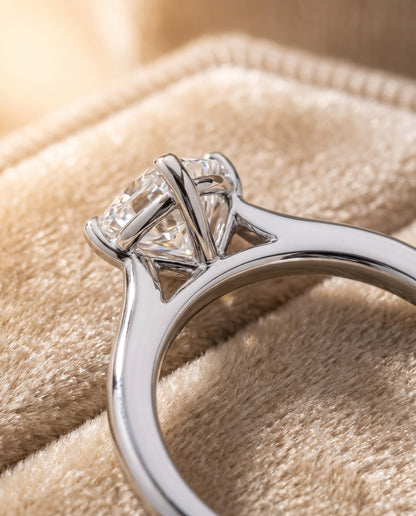 The Gladys Pinched Cathedral Solitaire Heart Engagement Ring Setting in Platinum