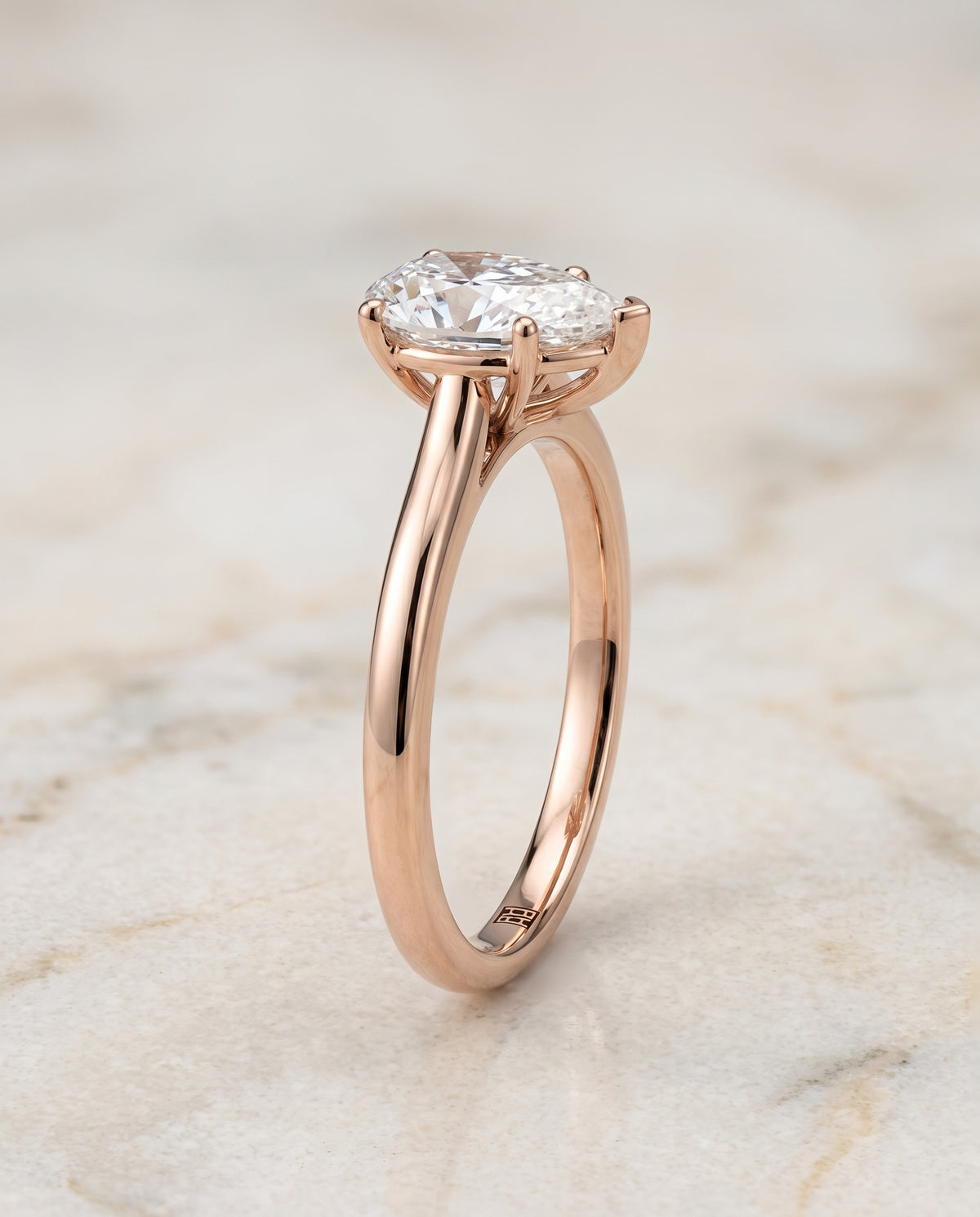 The Gladys Pinched Cathedral Solitaire Pear Engagement Ring Setting in 14K Rose Gold