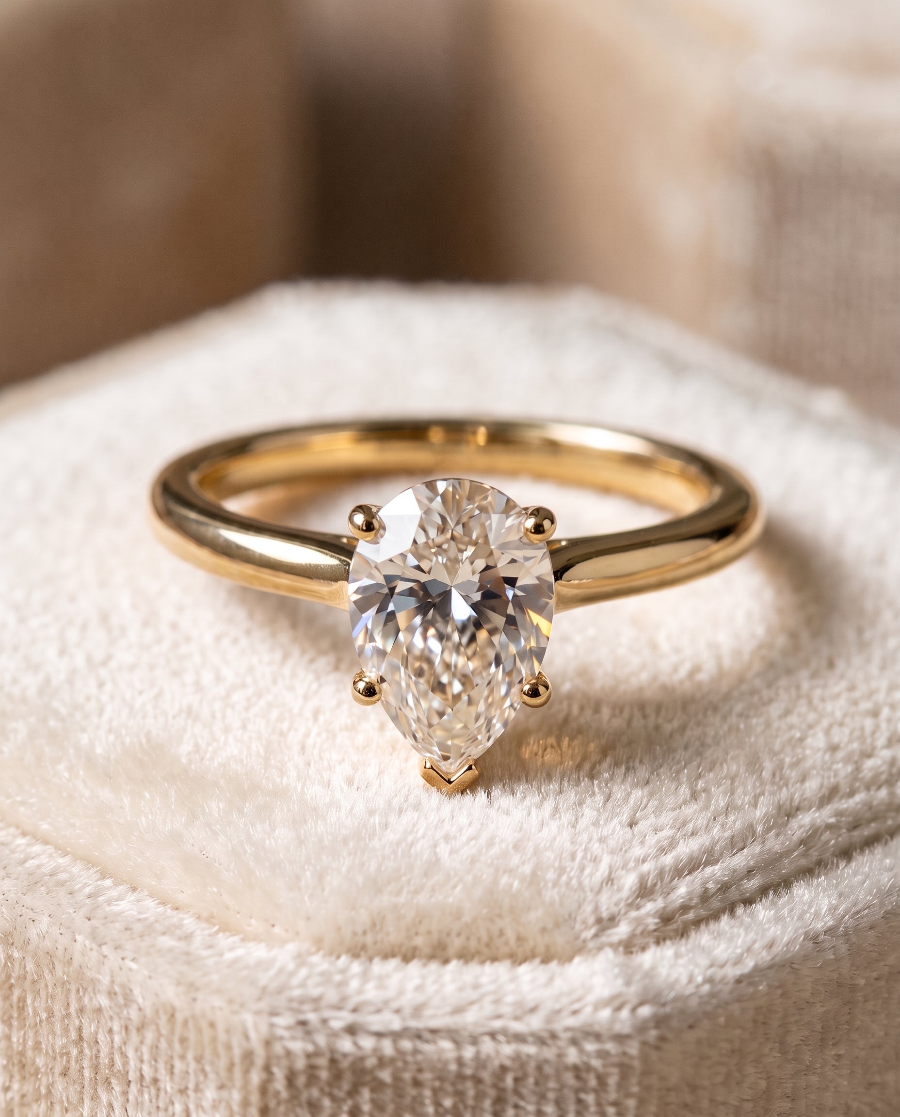 18K Yellow Gold band of The Gladys pear engagement ring setting | RockHer