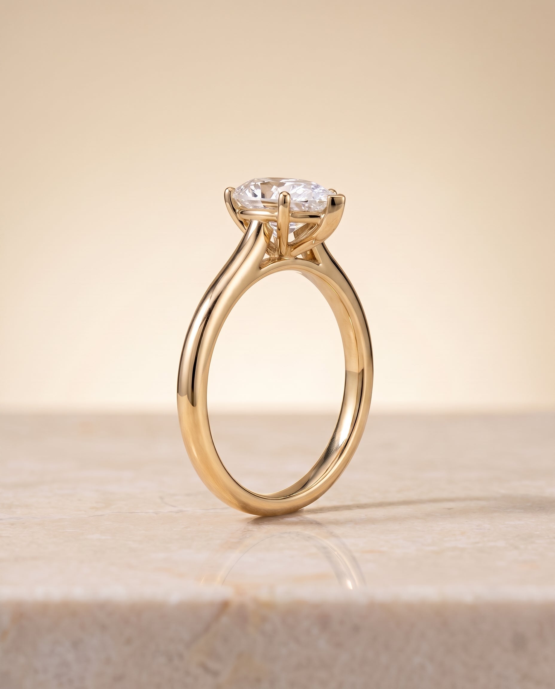 The Gladys setting for pear diamonds, made to order in 18K Yellow Gold | RockHer