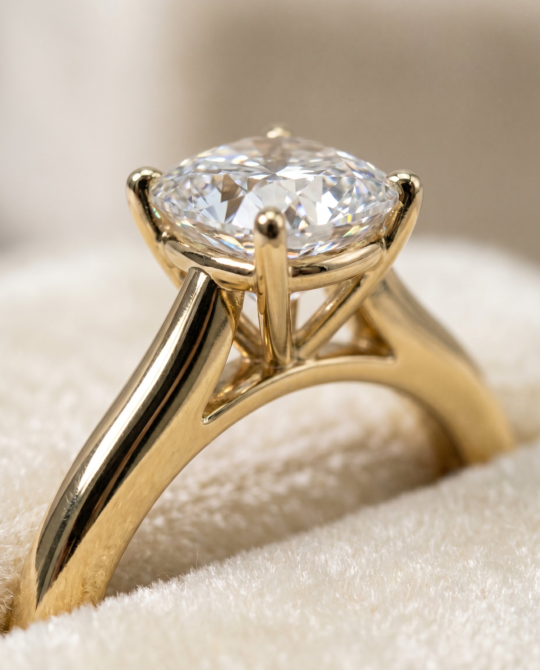 18K Yellow Gold band of The Gladys cushion engagement ring setting | RockHer