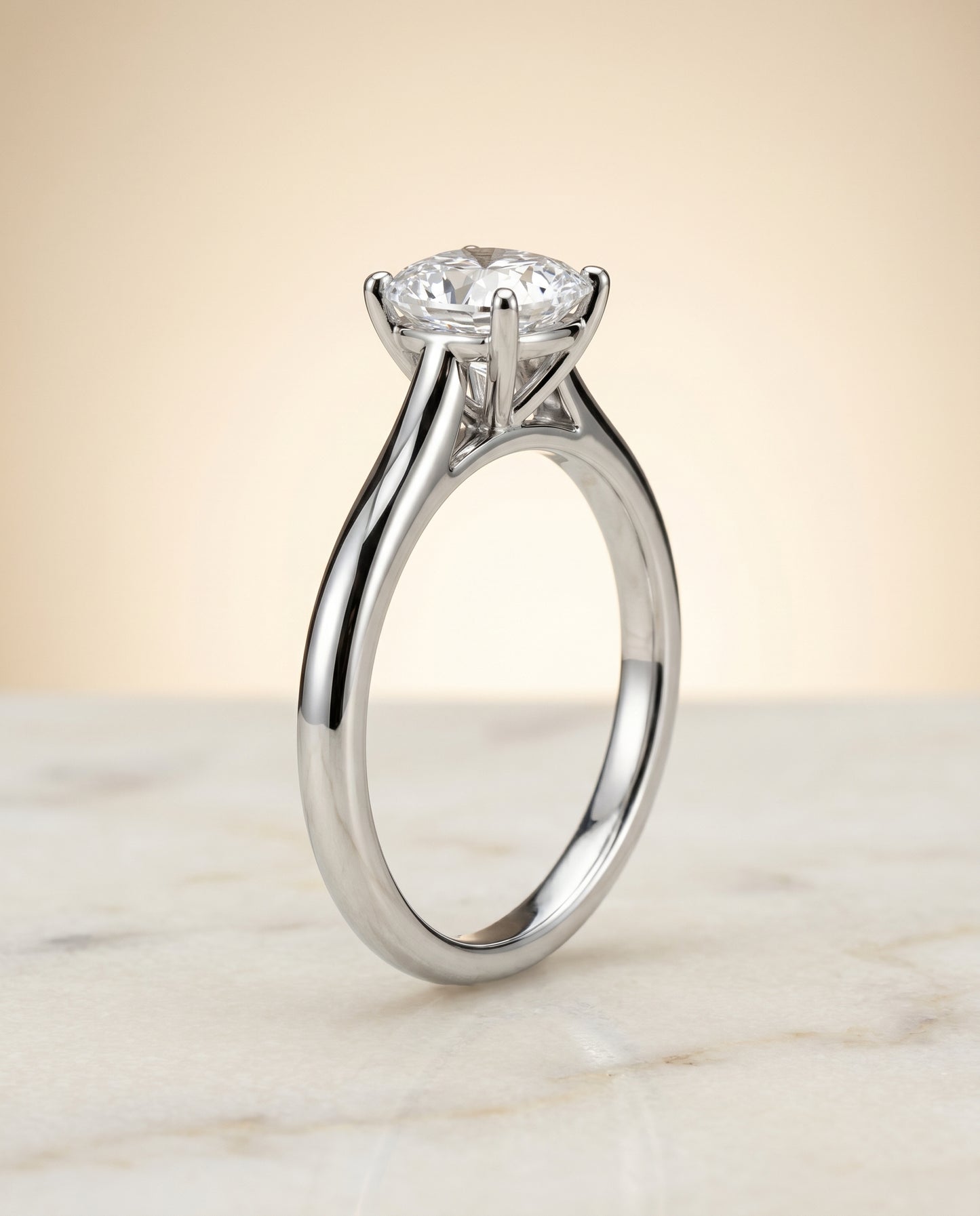 The Gladys Pinched Cathedral Solitaire Cushion Cut Engagement Ring Setting in Platinum