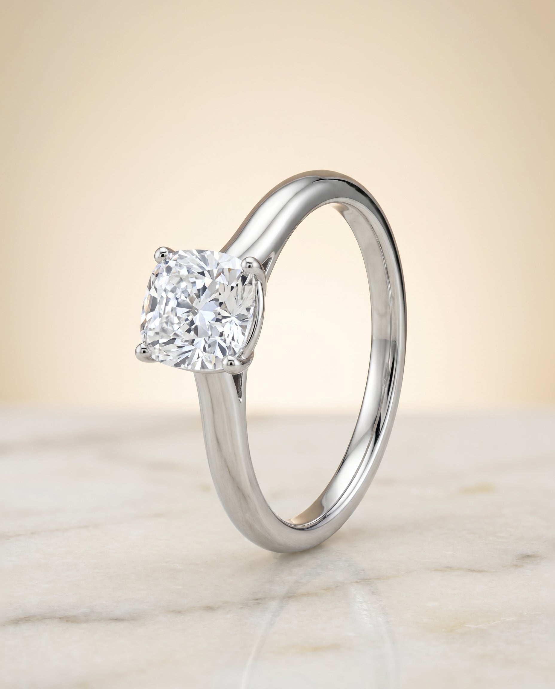 The Gladys setting for cushion diamonds, made to order in Platinum | RockHer