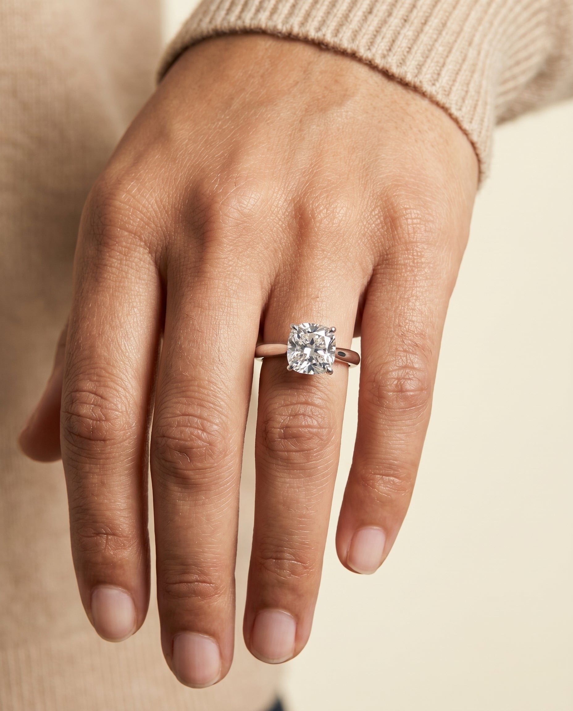 The Gladys engagement ring setting in Platinum, pinched cathedral solitaire cut design | RockHer