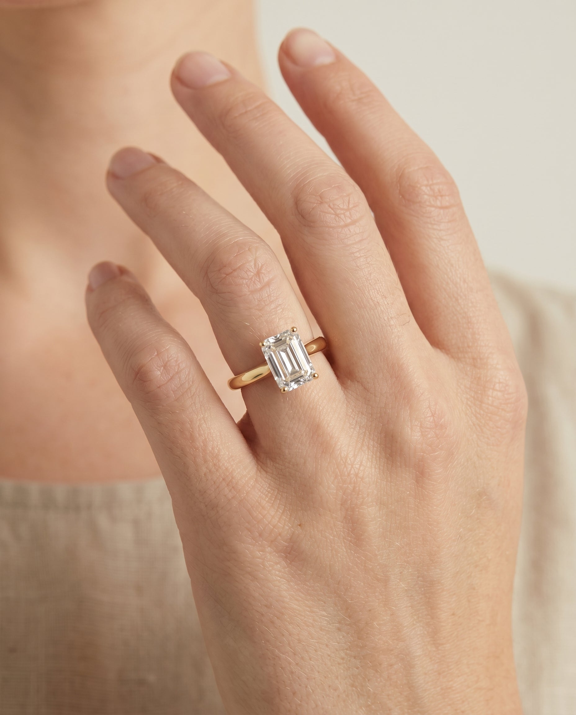 The Gladys engagement ring setting in 18K Yellow Gold, pinched cathedral solitaire cut design | RockHer