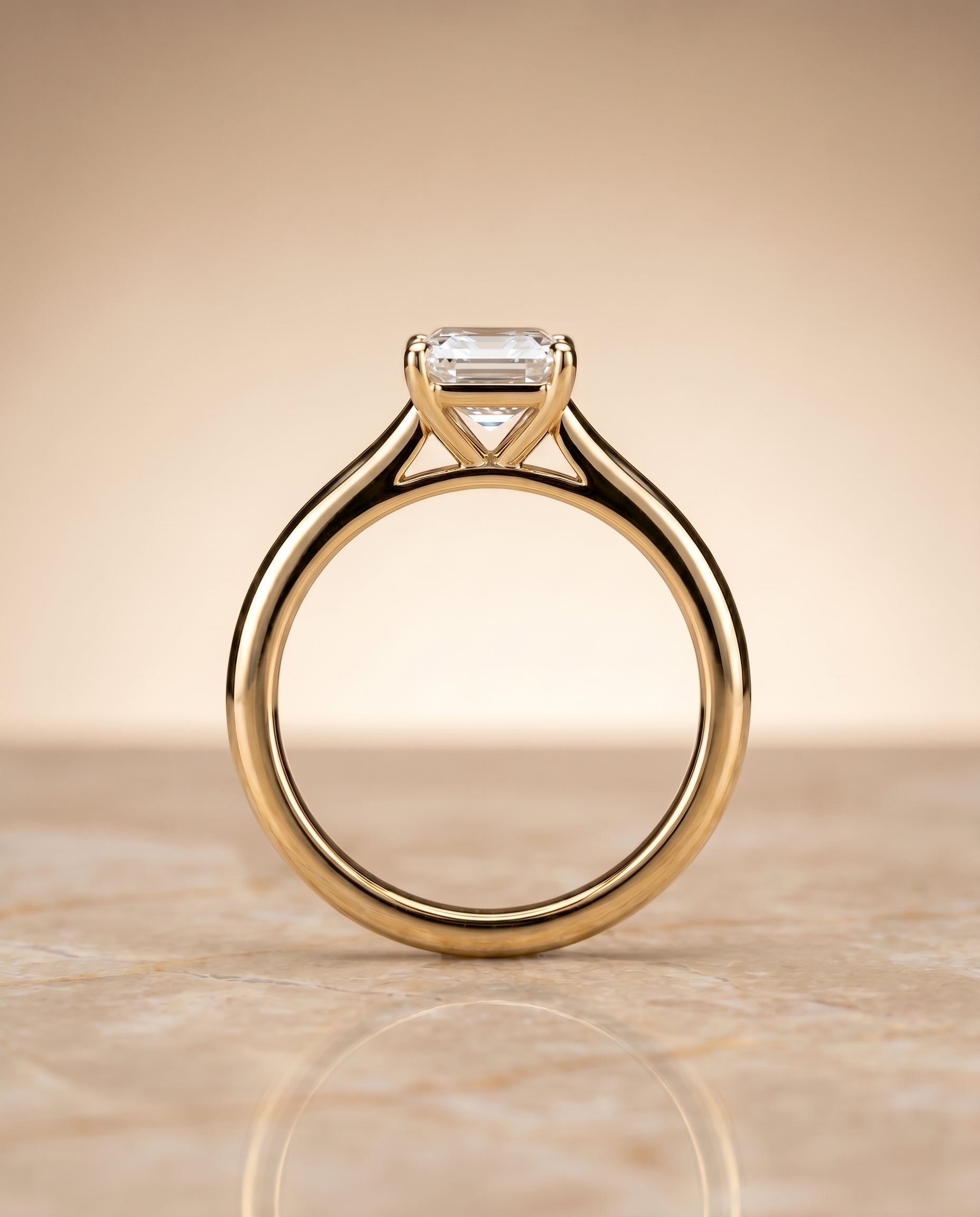 The Gladys setting for emerald diamonds, made to order in 18K Yellow Gold | RockHer