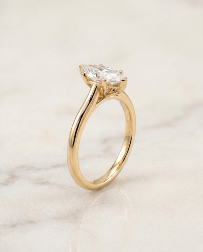 Gladys Select Solitaire Marquise Lab Diamond Engagement Ring in 18K Yellow Gold, front view | RockHer