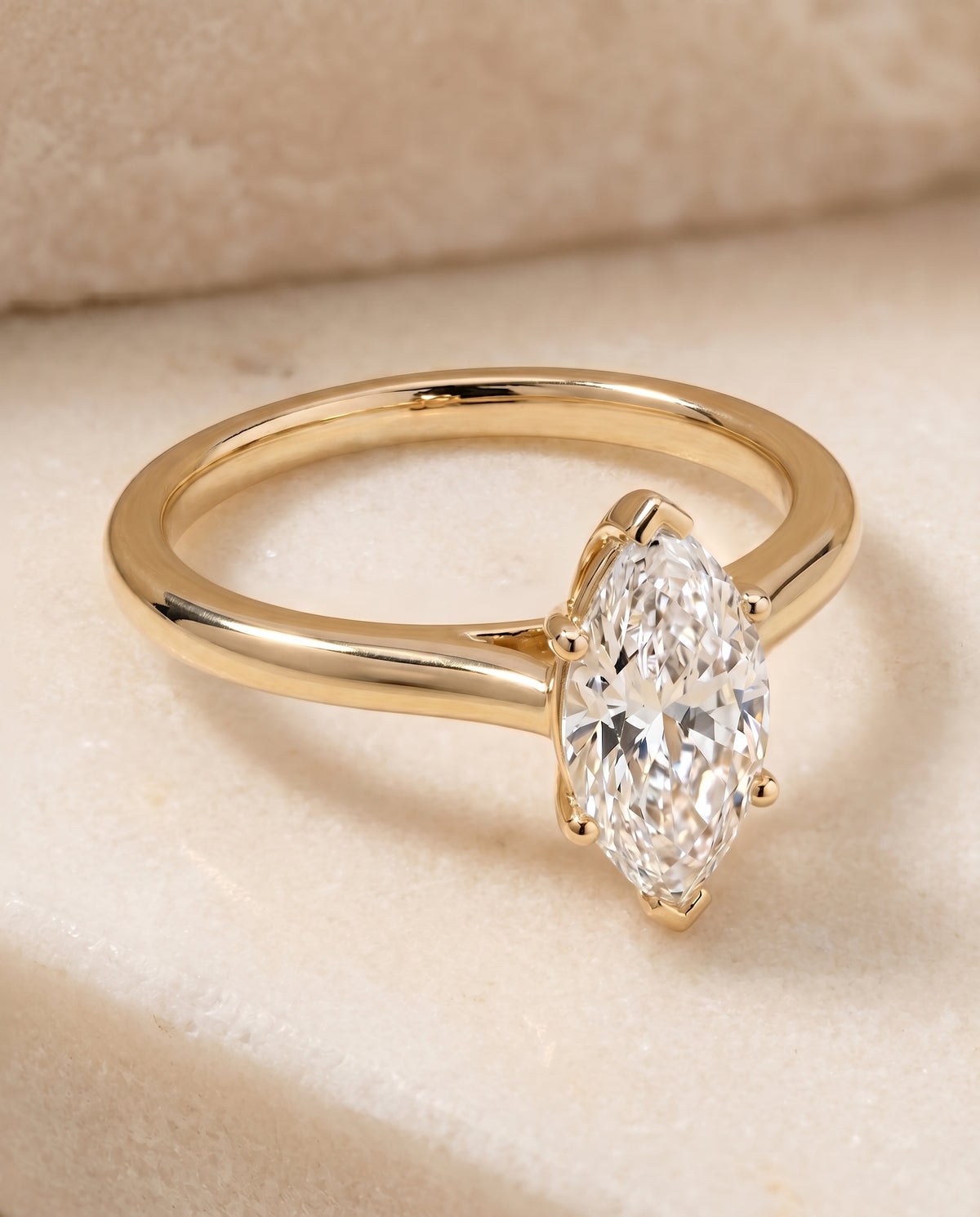 The Gladys marquise engagement ring setting in 18K Yellow Gold | RockHer