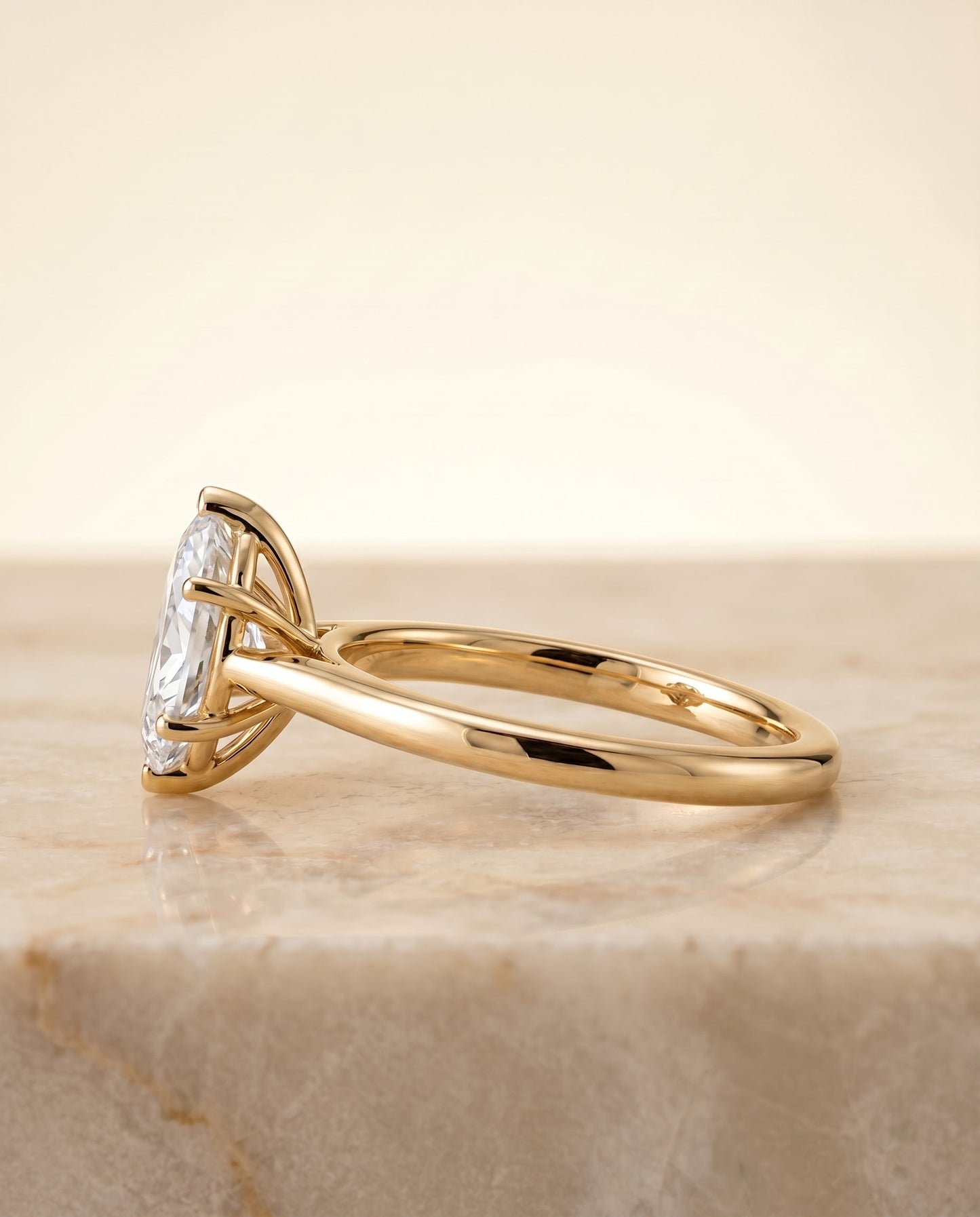 Gladys Select Solitaire Marquise Lab Diamond Engagement Ring in 18K Yellow Gold, side view | RockHer