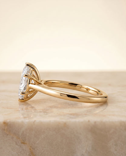 Gladys Select Solitaire Marquise Lab Diamond Engagement Ring in 18K Yellow Gold, side view | RockHer