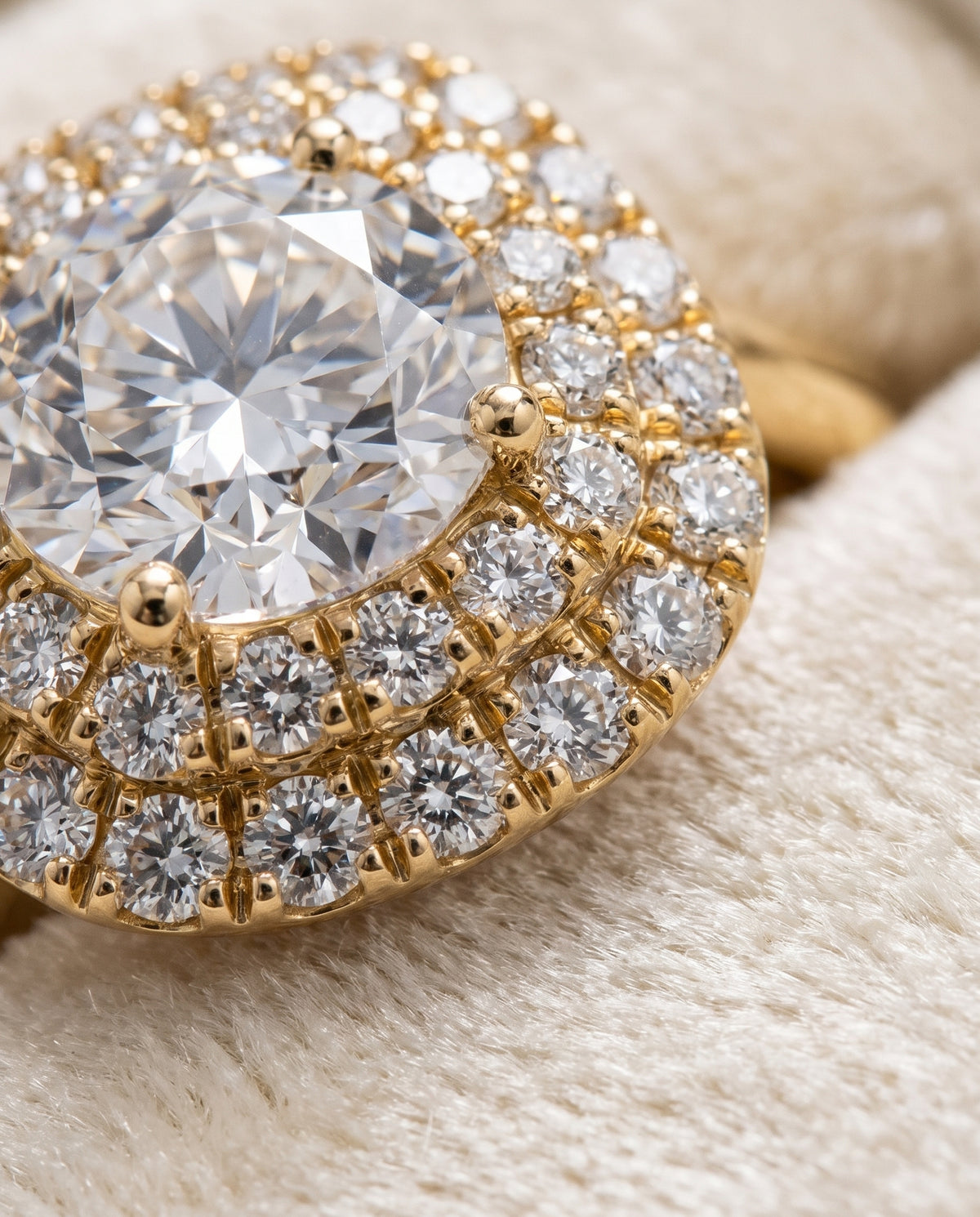 The Goldy Stair Double Halo Round Engagement Ring Setting in 18K Yellow Gold