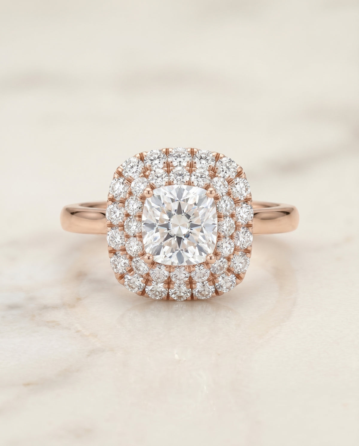 The Goldy cushion engagement ring setting in 14K Rose Gold | RockHer