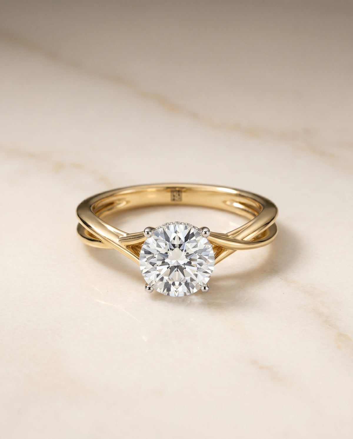 The Grace round engagement ring setting in 18K Yellow Gold | RockHer