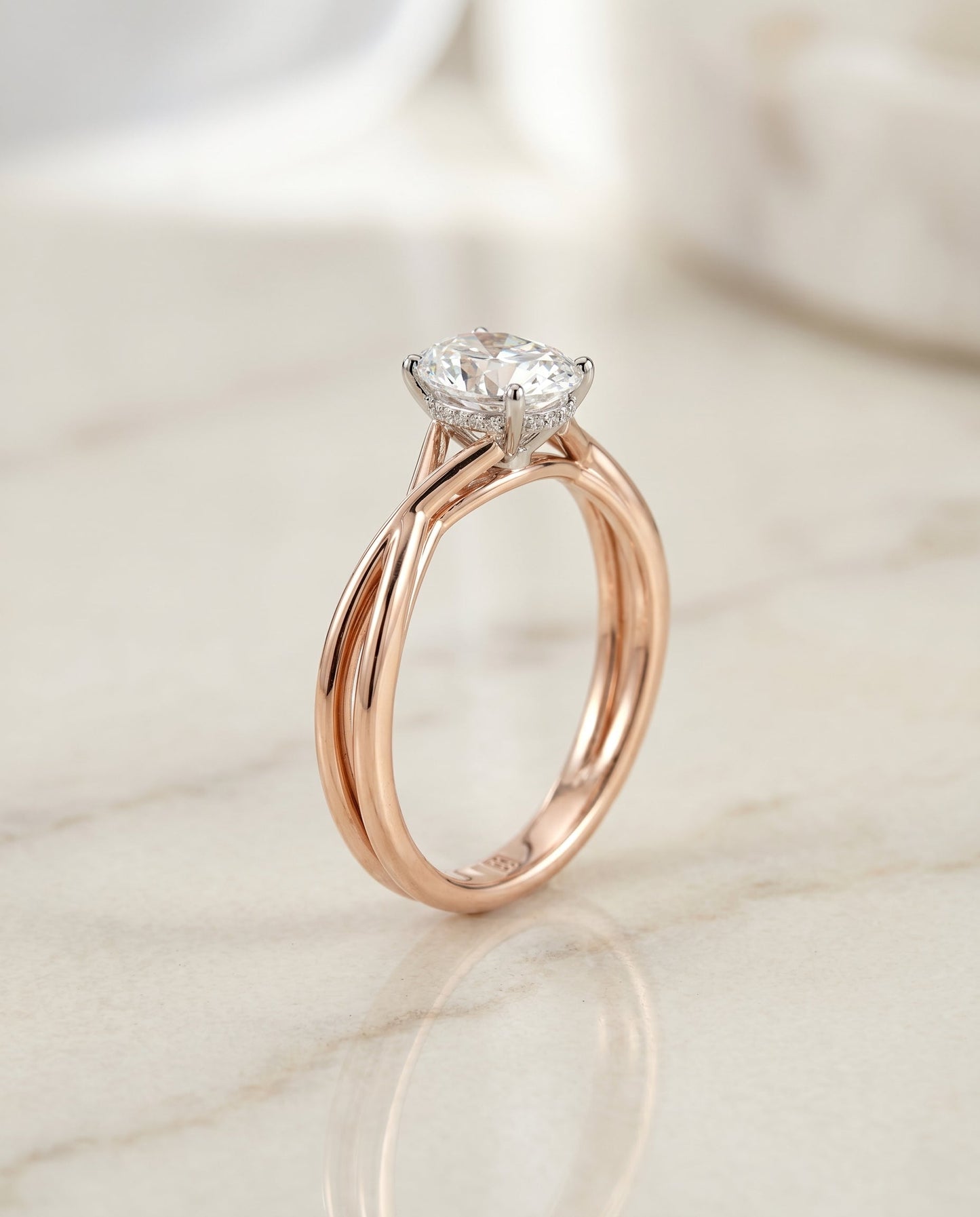 The Grace Select Solitaire Engagement Ring with Lab Diamond in 14K Rose Gold - view 2