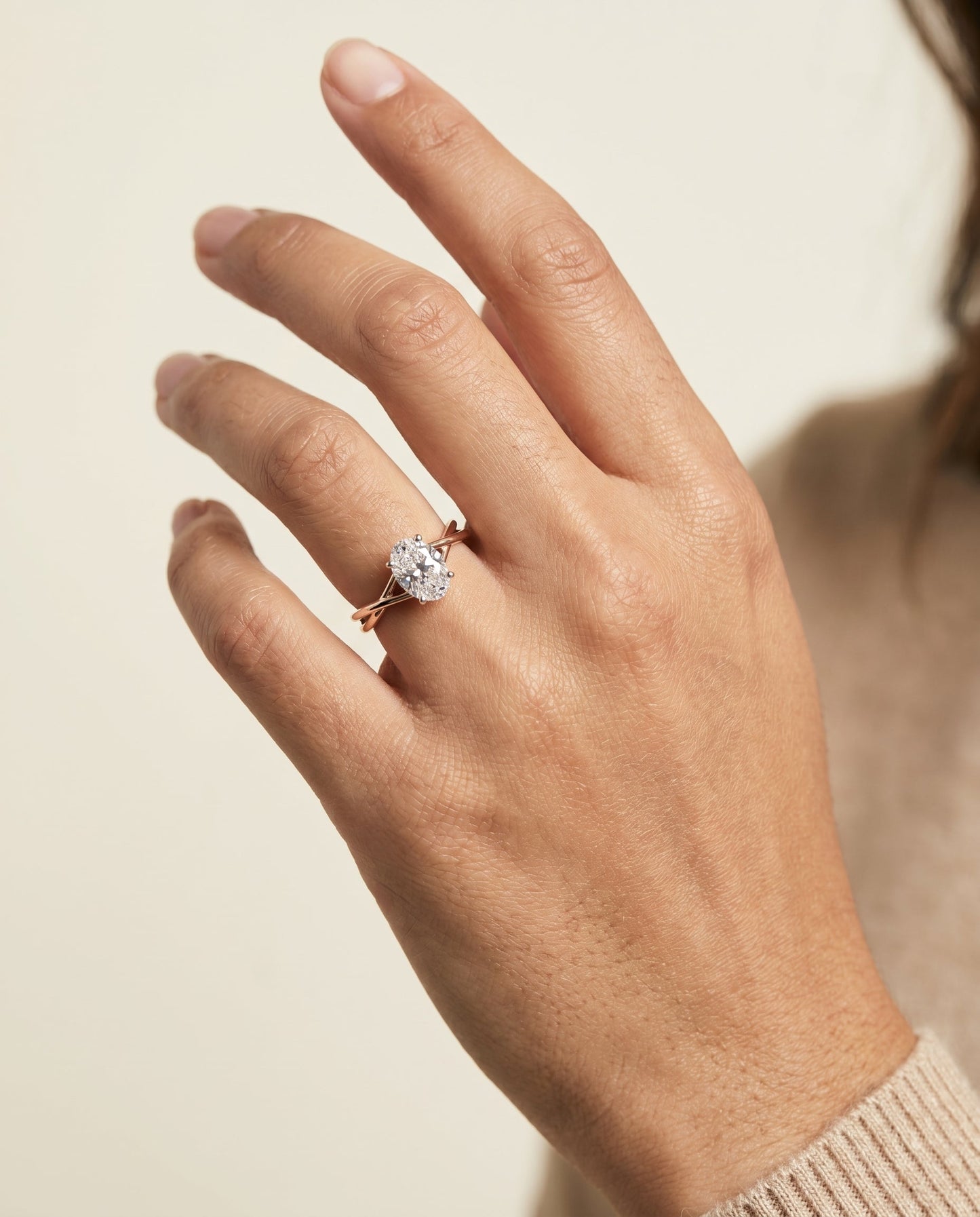 The Grace Select Solitaire Engagement Ring with Lab Diamond in 14K Rose Gold - view 3