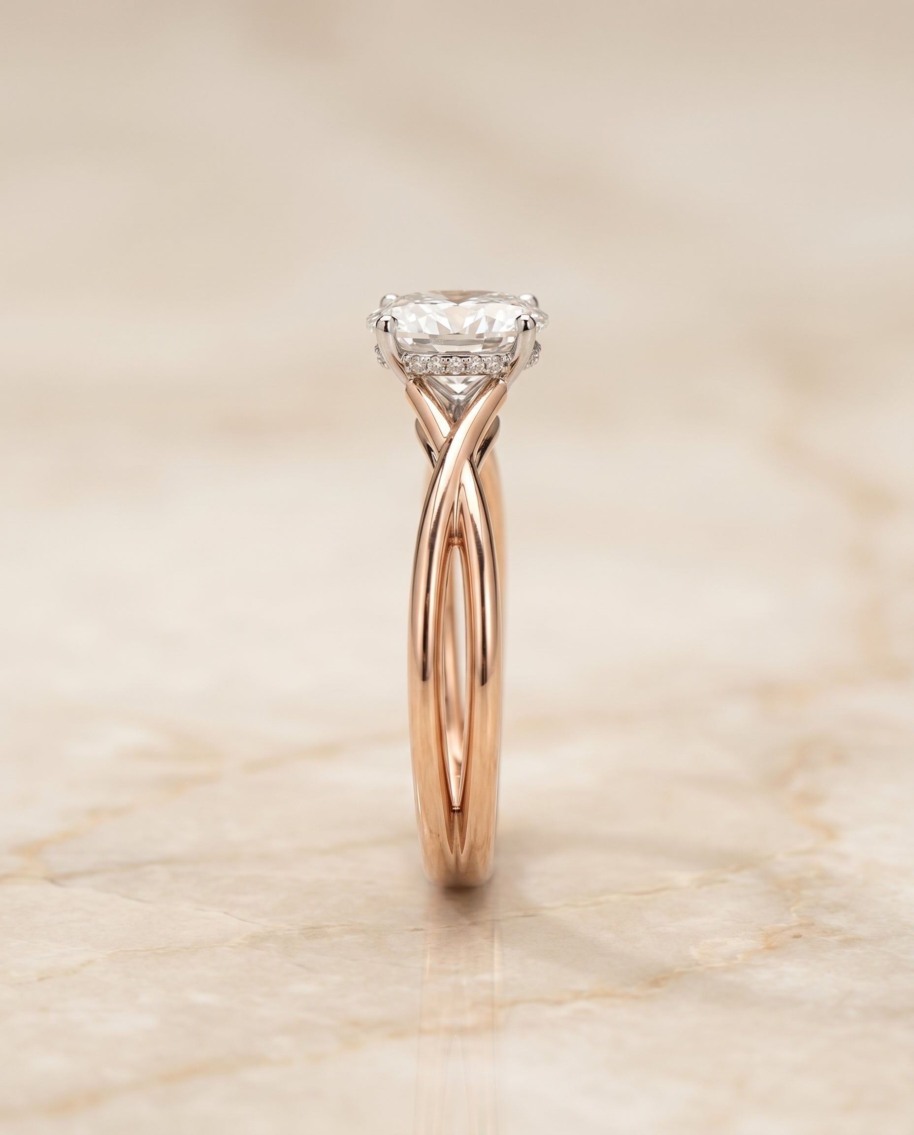 The Grace setting for oval diamonds, made to order in 14K Rose Gold | RockHer