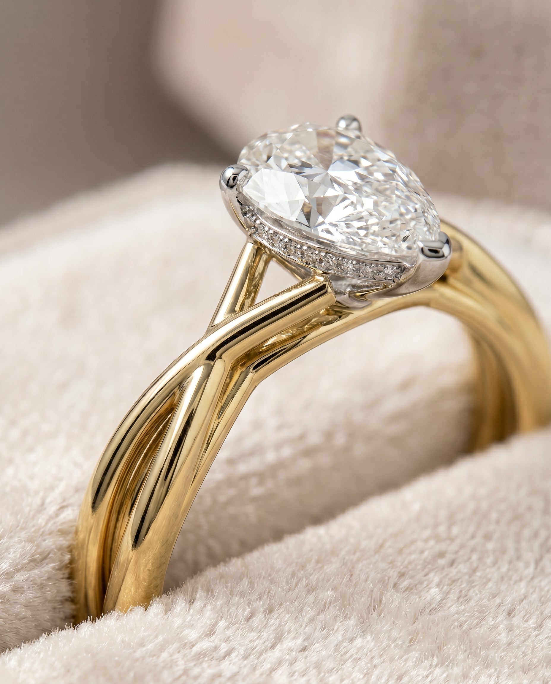 18K Yellow Gold band of The Grace princess engagement ring setting | RockHer