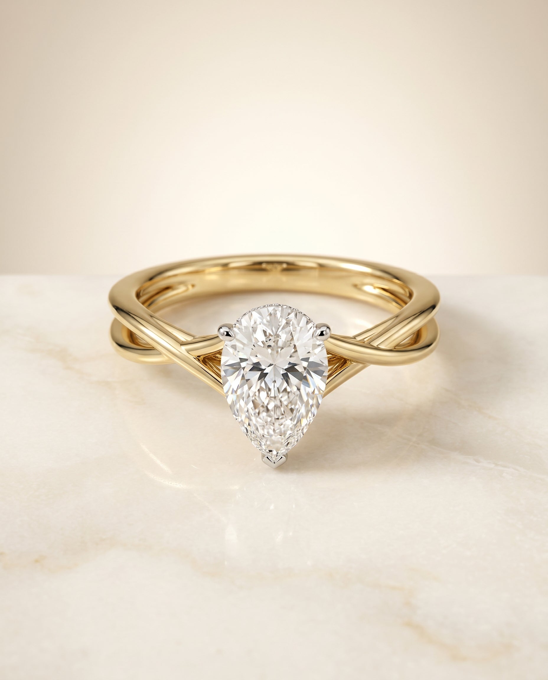 The Grace Select Solitaire Engagement Ring with Lab Diamond in 18K Yellow Gold - view 1