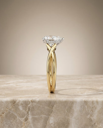 Grace Select Solitaire Princess Cut Lab Diamond Engagement Ring in 18K Yellow Gold, side view | RockHer