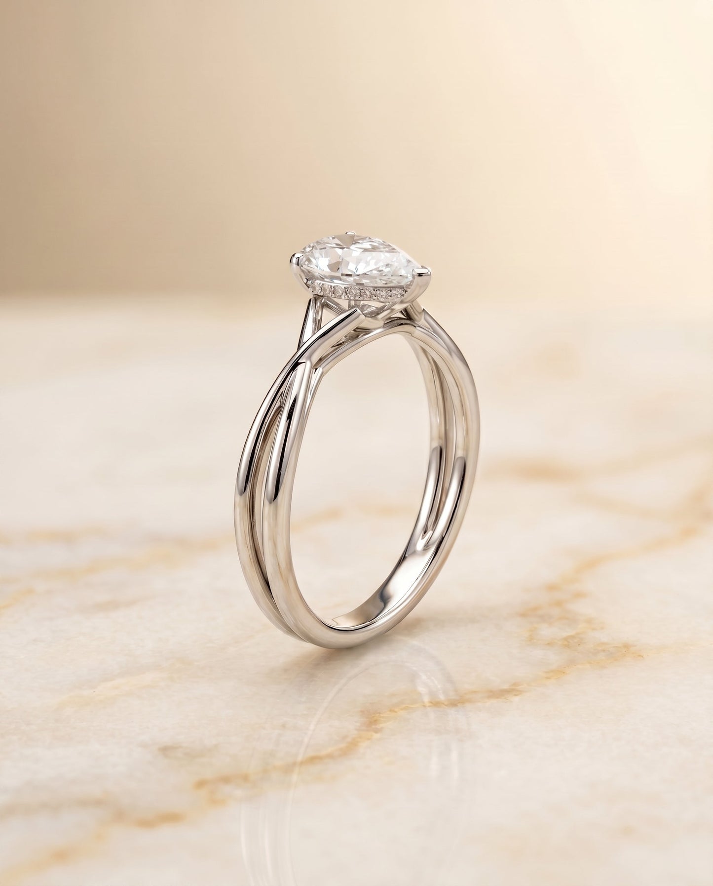 Grace Select Solitaire Princess Cut Lab Diamond Engagement Ring in 18K White Gold, front view | RockHer