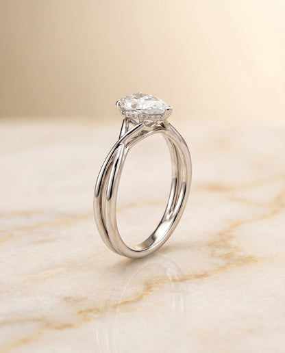 Grace Select Solitaire Princess Cut Lab Diamond Engagement Ring in Platinum, front view | RockHer