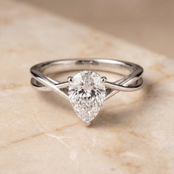 The Grace Twisted Shank Hidden Halo Solitaire Princess Cut Engagement Ring Setting in Platinum
