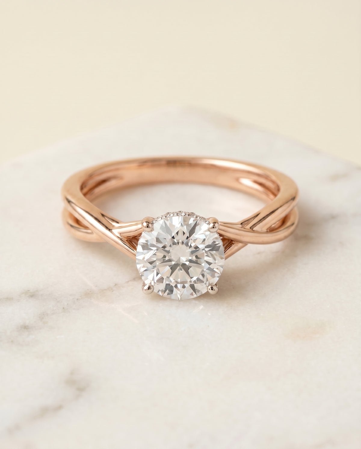 The Grace round engagement ring setting in 14K Rose Gold | RockHer