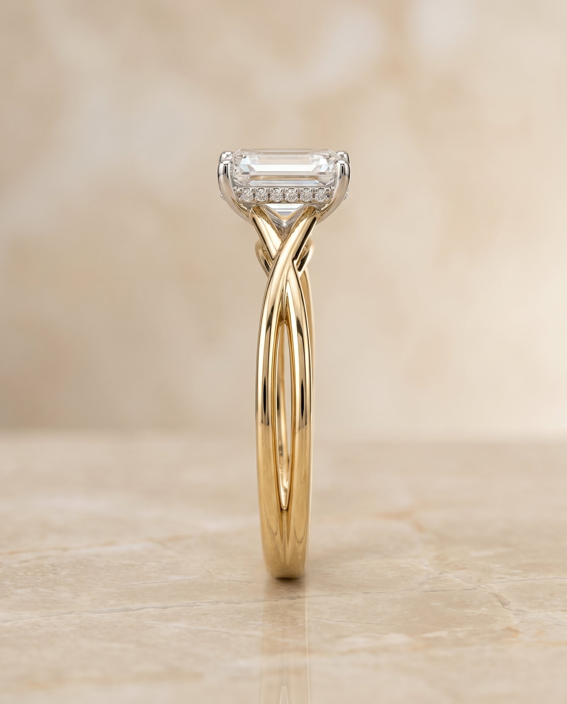 The Grace setting for emerald diamonds, made to order in 18K Yellow Gold | RockHer