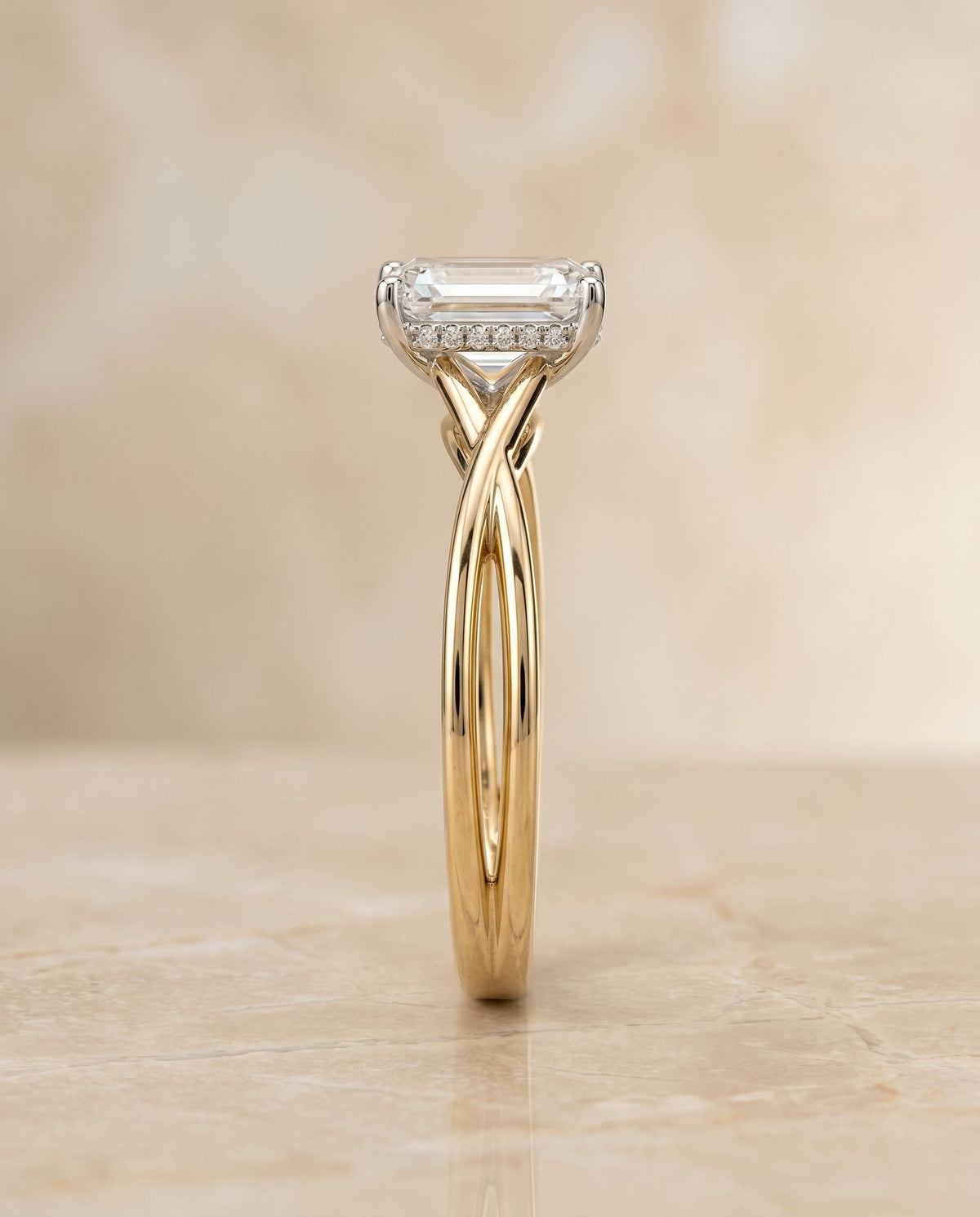 The Grace setting for emerald diamonds, made to order in 18K Yellow Gold | RockHer